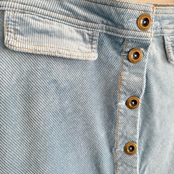 Anthropologie Light Blue Button Front Corduroy Skirt 6 - Picture 2 of 8
